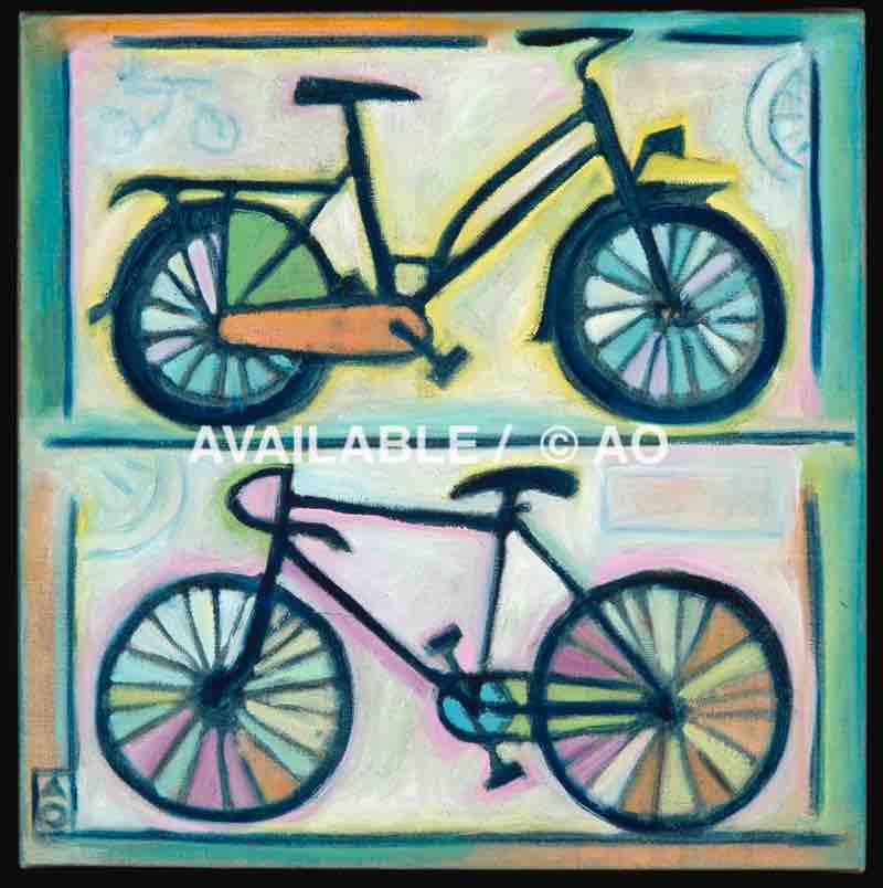 Two Bikes #1 = 12" x 12"- Sold